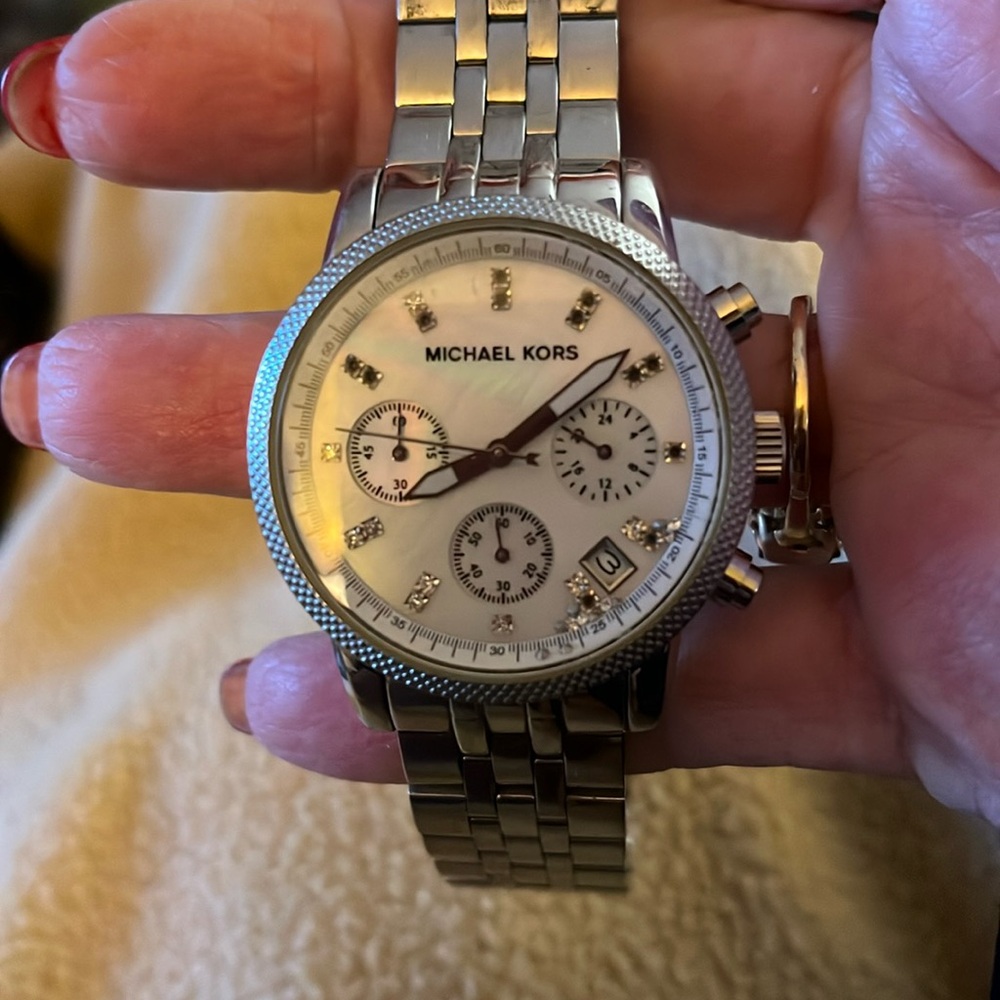 Michael Kors, watch ladies, silver tone